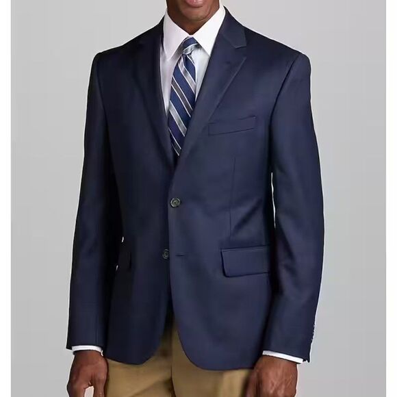 56R Jos A Bank Traveler Tailored Fit Sportcoat Blazer Bright Navy D010048 - Picture 1 of 10